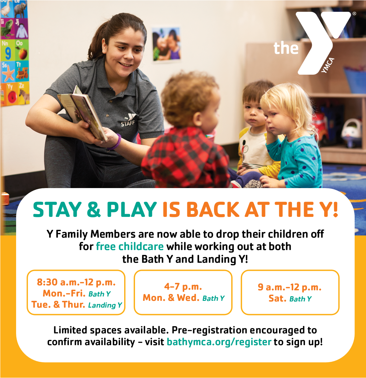Stay and Play March 2023 New Hours Graphic